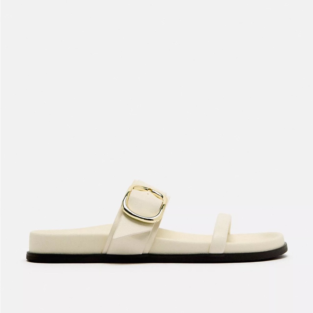 Zara Cream Sandals with Gold Buckle